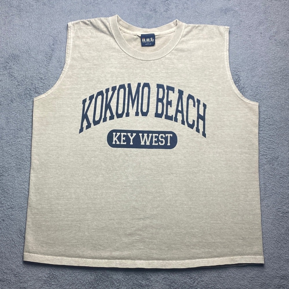 Kokomo Beach Tank Mens Large Key West Gray National Apparel Tees Made in‎ USA